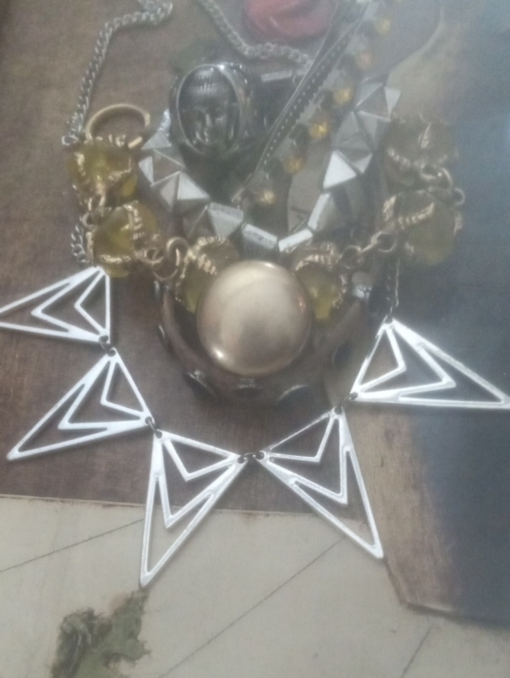 Silver Geometric Triangle Statement Necklace in Silver
